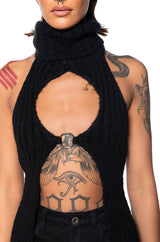 FARA TURTLENECK KNIT HALTER TOP