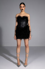 FATAL ATTRACTION FEATHER DETAILED MINI DRESS