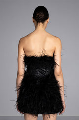 FATAL ATTRACTION FEATHER DETAILED MINI DRESS