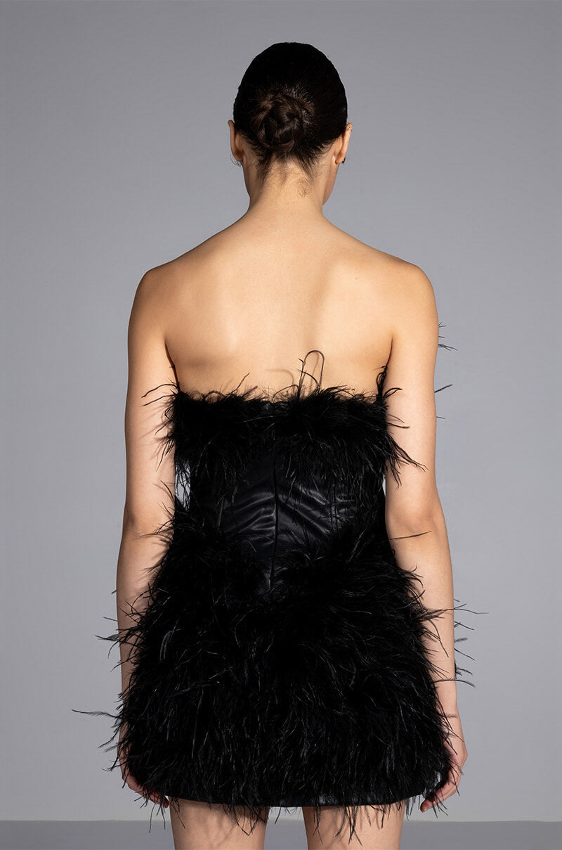 FATAL ATTRACTION FEATHER DETAILED MINI DRESS