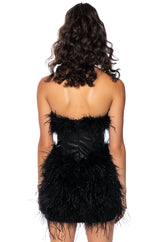 FATAL ATTRACTION FEATHER DETAILED MINI DRESS