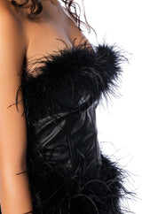 FATAL ATTRACTION FEATHER DETAILED MINI DRESS