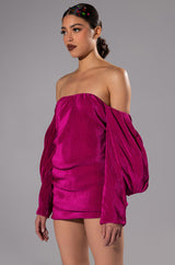 FAYE OFF THE SHOULDER PLEATED MINI DRESS