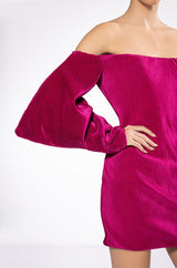 FAYE OFF THE SHOULDER PLEATED MINI DRESS