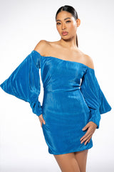 FAYE OFF THE SHOULDER PLEATED MINI DRESS