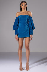 FAYE OFF THE SHOULDER PLEATED MINI DRESS