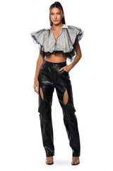 FEELIN CHIC TULLE COLLARED BLOUSE