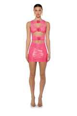 FEELIN ROSEY RHINESTONE MINI DRESS IN PINK