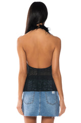 FEELIN SPICY FEATHER HALTER TOP