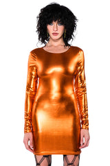FEELING A MOMENT LONG SLEEVE CREW NECK MINI DRESS