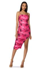FEELING FINE RUCHED MIDI DRESS