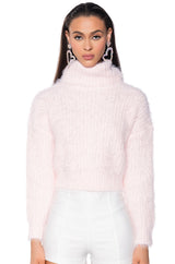 FEELING FREE FUZZY CROP TURTLENECK SWEATER