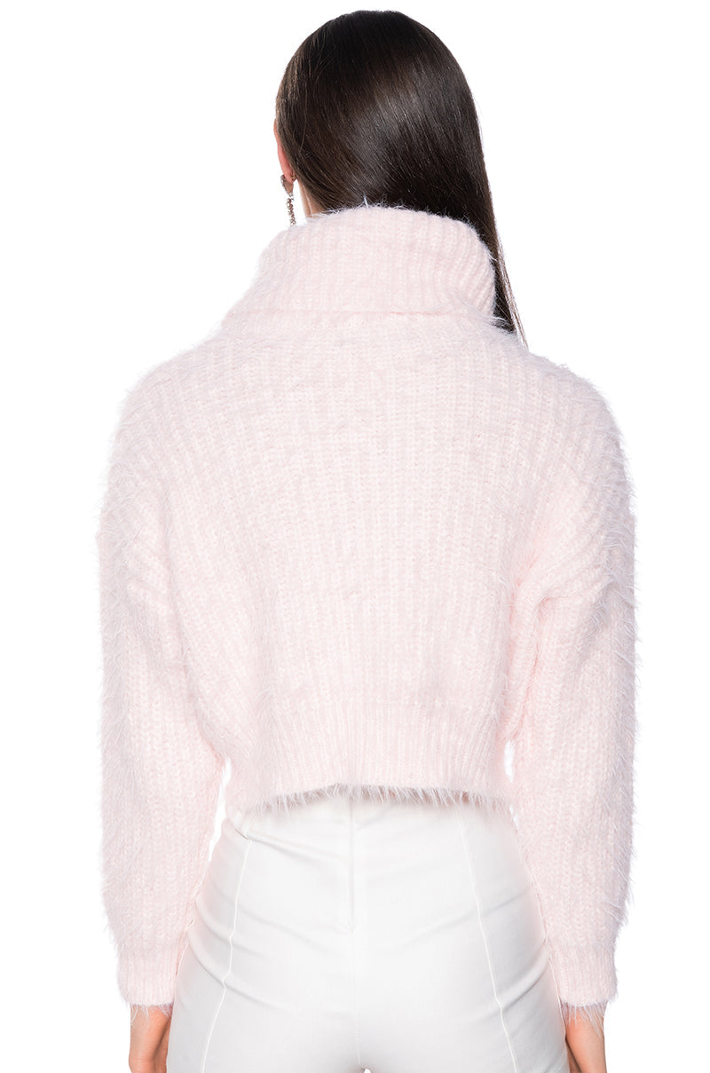 FEELING FREE FUZZY CROP TURTLENECK SWEATER