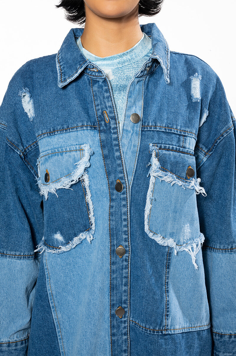 FEELING GOOD DENIM MINI DRESS