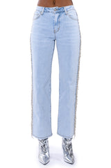 FEELING LIKE A STAR RHINESTONE WIDE LEG JEANS