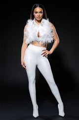 BASH ALL OVER FEATHER SLEEVELESS BLOUSE