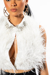 BASH ALL OVER FEATHER SLEEVELESS BLOUSE