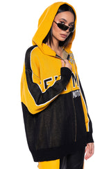 FEMME RACING KNIT ZIP UP SWEATSHIRT