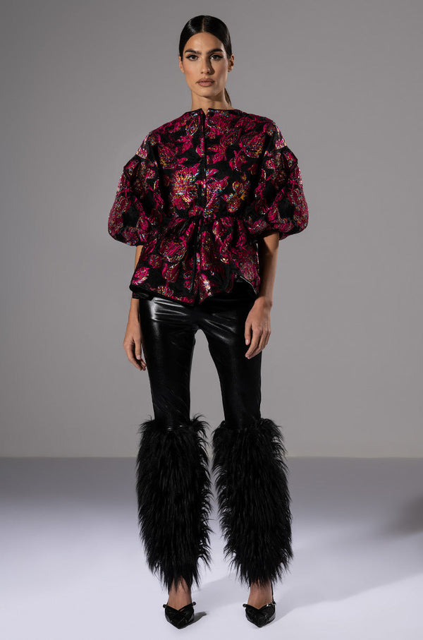 FIELD OF ROSES BROCADE BLOUSE