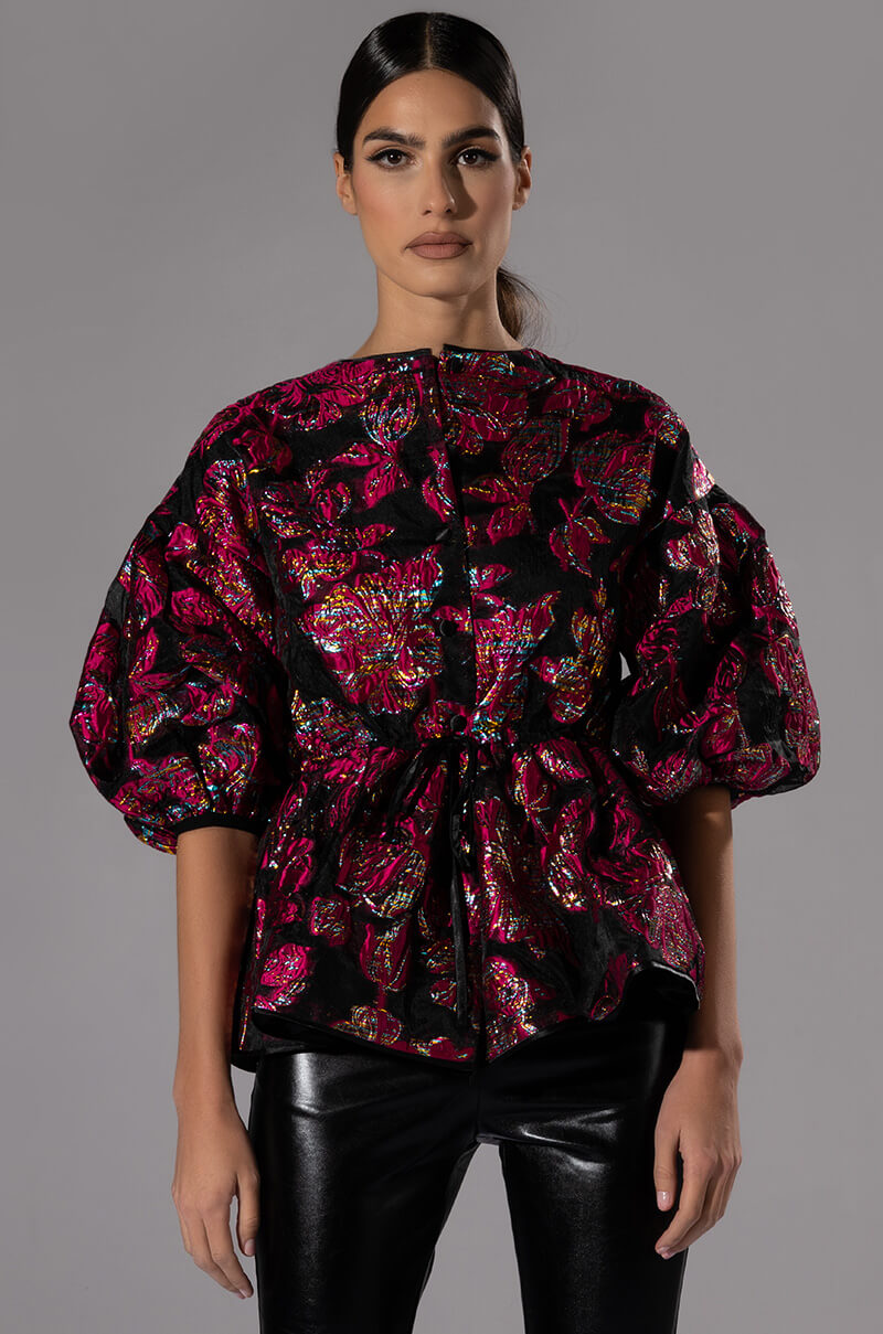 FIELD OF ROSES BROCADE BLOUSE