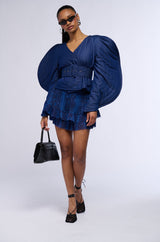 FIERCE ENERGY TIERED PLEATED MINI SKIRT