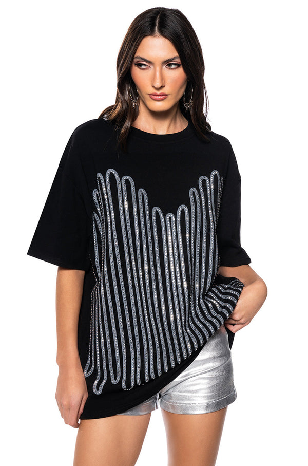 FIGHT THE FEELING EMBELLISHED GRAPHIC T SHIRT