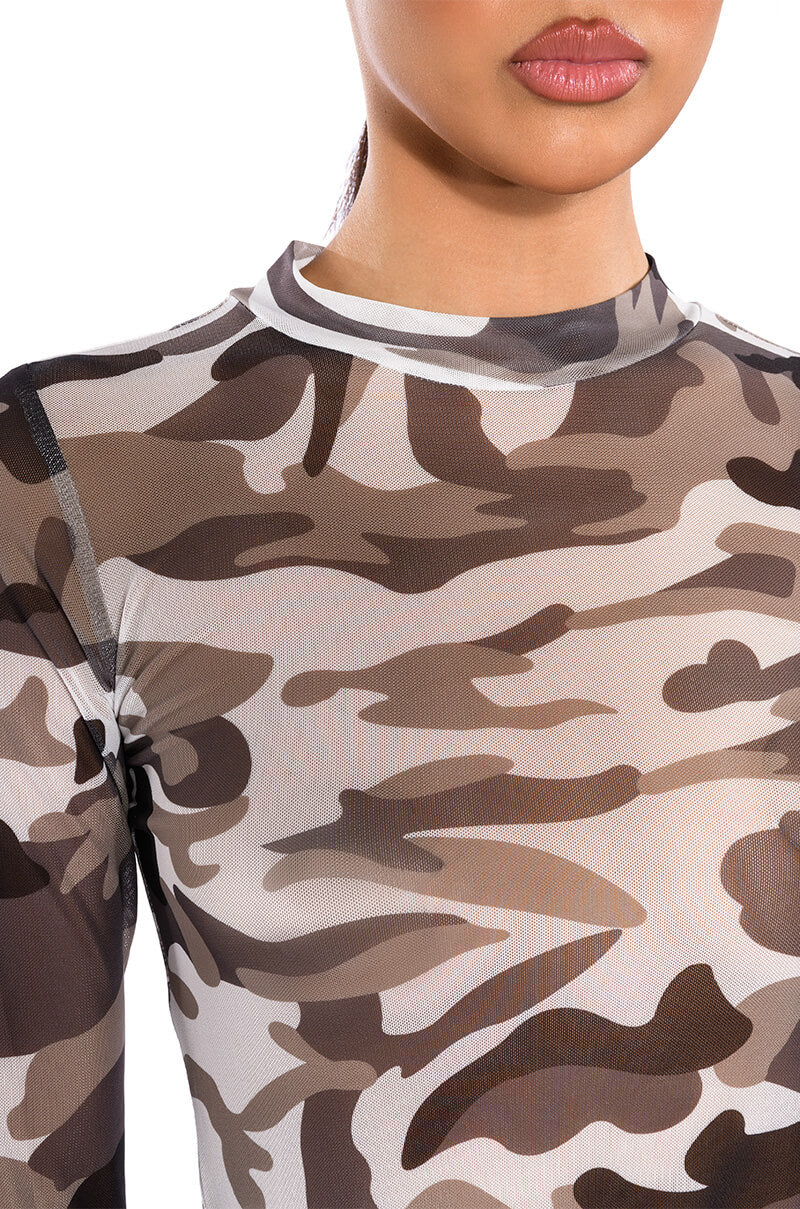 FIND ME CAMO MESH BODYSUIT
