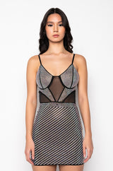 FIRST PLACE RHINESTONE MINI DRESS