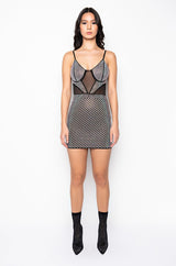 FIRST PLACE RHINESTONE MINI DRESS