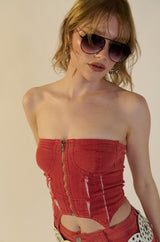 FLAMIN HOT DENIM TUBE TOP