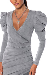 ROSEY DENIM COATED MINI DRESS