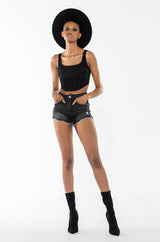 FLEX-FIT HIGH WAISTED SUPER STRETCHY DENIM SHORTS