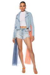 FLEX-FIT HIGH WAISTED SUPER STRETCHY LIGHT BLUE DENIM SHORTS