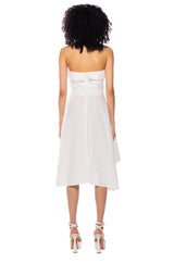 FLORA STRAPLESS TIE WAIST POPLIN MINI DRESS