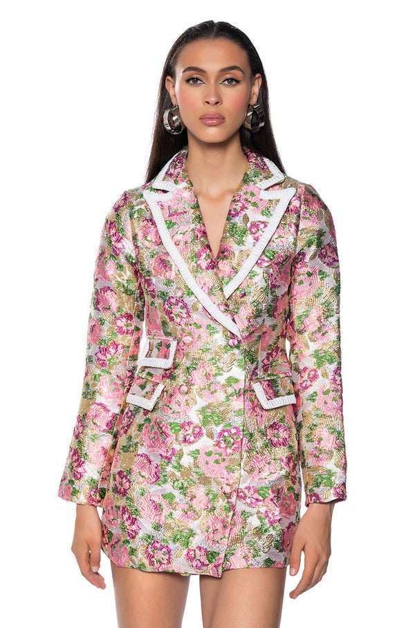 FLORAL DREAMS BROCADE SUIT DRESS