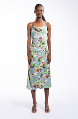 FLORAL PICTURE OF CLASS SATIN SLIP DRESS