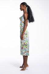 FLORAL PICTURE OF CLASS SATIN SLIP DRESS