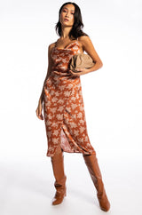 FLORAL PICTURE OF CLASS SATIN SLIP DRESS