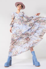 FLORAL PRINT CUT OUT MAXI DRESS