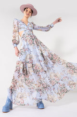 FLORAL PRINT CUT OUT MAXI DRESS