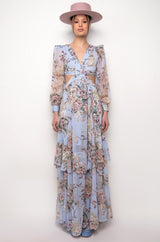FLORAL PRINT CUT OUT MAXI DRESS