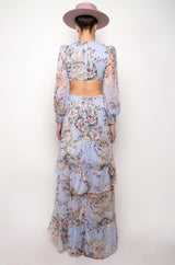 FLORAL PRINT CUT OUT MAXI DRESS