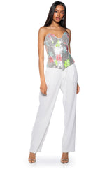 FLOWER POWER SEQUIN COVERED CORSET TOP