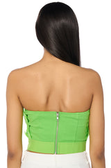 FLY AWAY FEATHER TUBE TOP IN NEON GREEN