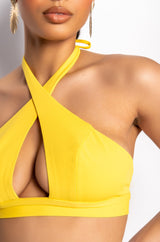 FLY GAL CUTOUT HALTER CROP TOP