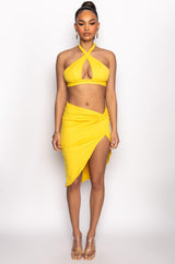 FLY GAL CUTOUT HALTER CROP TOP