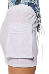 FOLLOW ME ADJUSTABLE DOUBLE MESH CARGO SKIRT