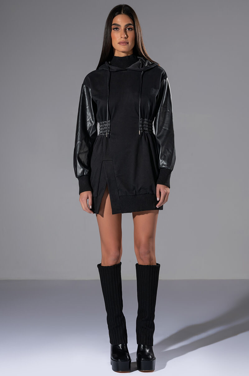 FOREVER YOUNG HOODED MINI DRESS