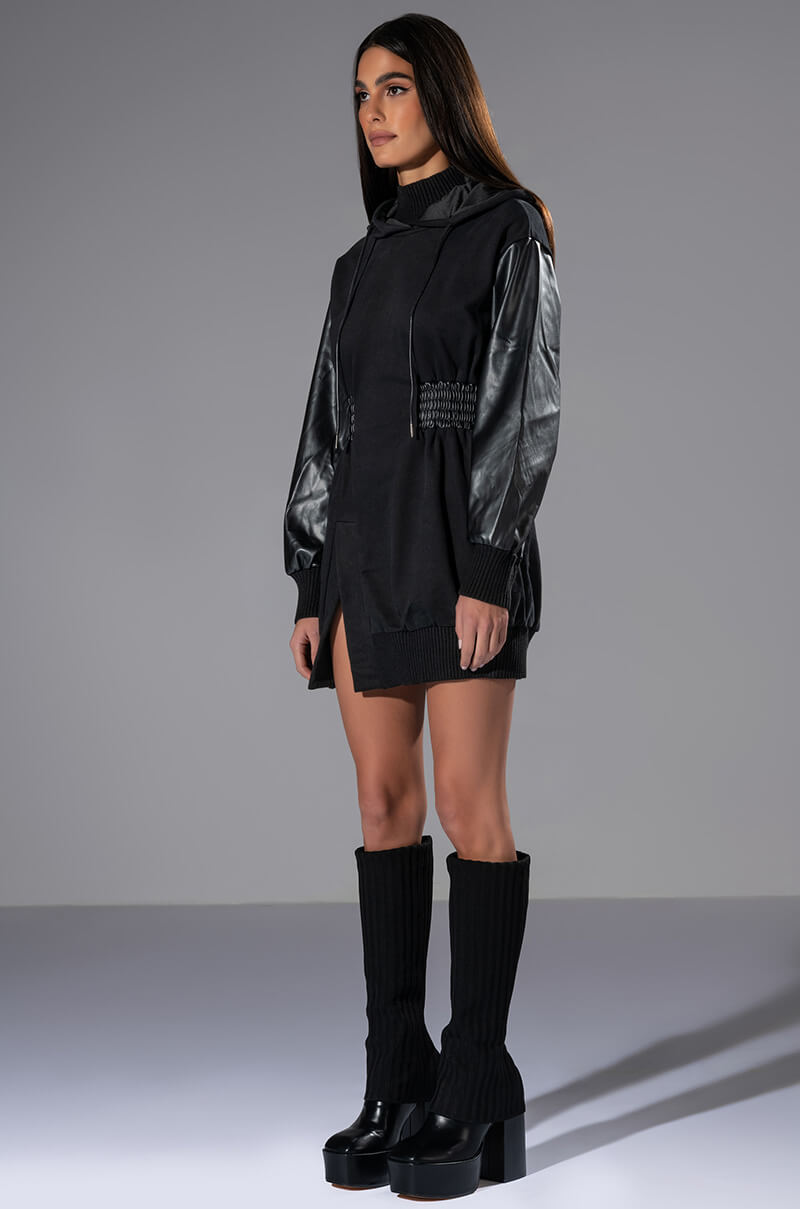 FOREVER YOUNG HOODED MINI DRESS