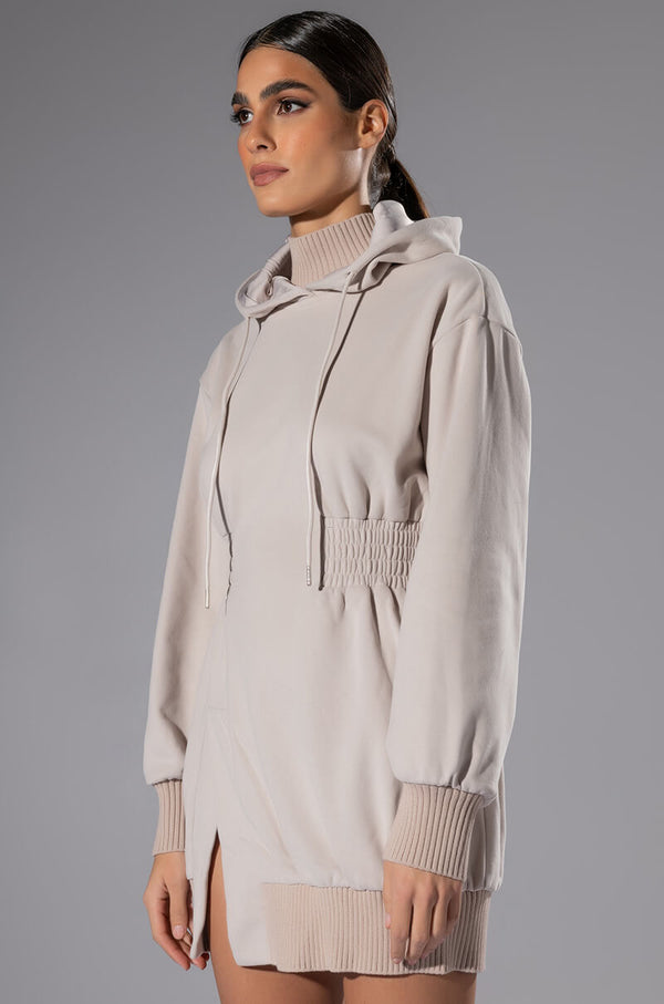 FOREVER YOUNG HOODED MINI DRESS
